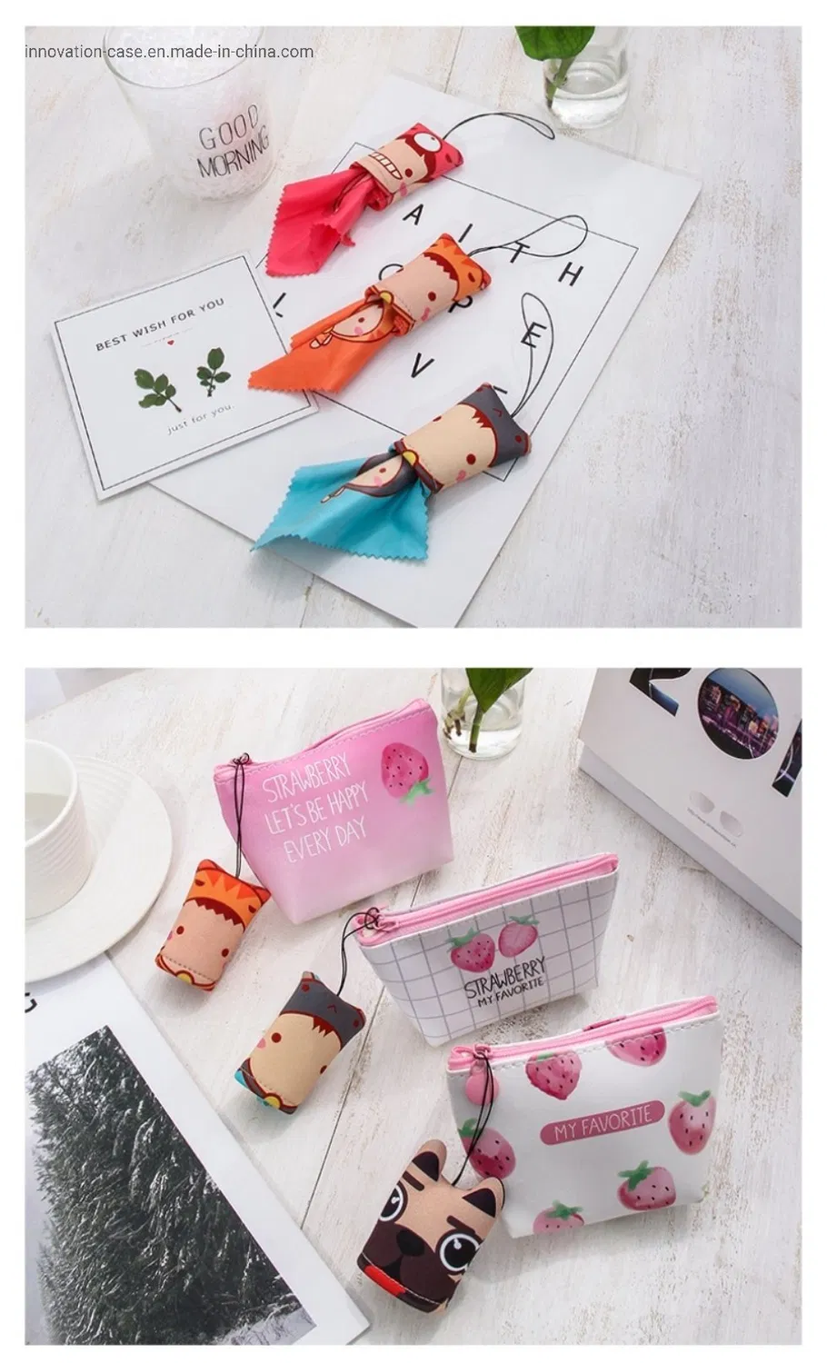 Customized Microfiber Cleaning Cloth for Eyeglasses and Camera Lens; Cartoon Printed Microfiber Glasses Cloth